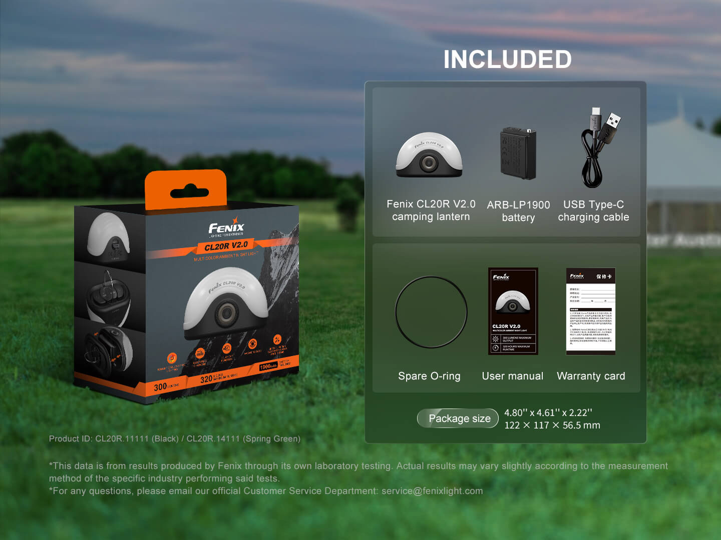 Fenix CL20R V2 multicolor camping lantern thumbnail
Fenix CL20R V2 camping lantern main product view
Fenix CL20R V2 camping lantern in use at campsite
Fenix CL20R V2 camping lantern single-switch interface closeup
Fenix CL20R V2 camping lantern RGB color lighting animation
Fenix CL20R V2 camping lantern RGB ring lighting animation
Fenix CL20R V2 camping lantern delay-off function demonstration
Fenix CL20R V2 camping lantern shape and size profile
Fenix CL20R V2 camping lantern available color options
Fenix 