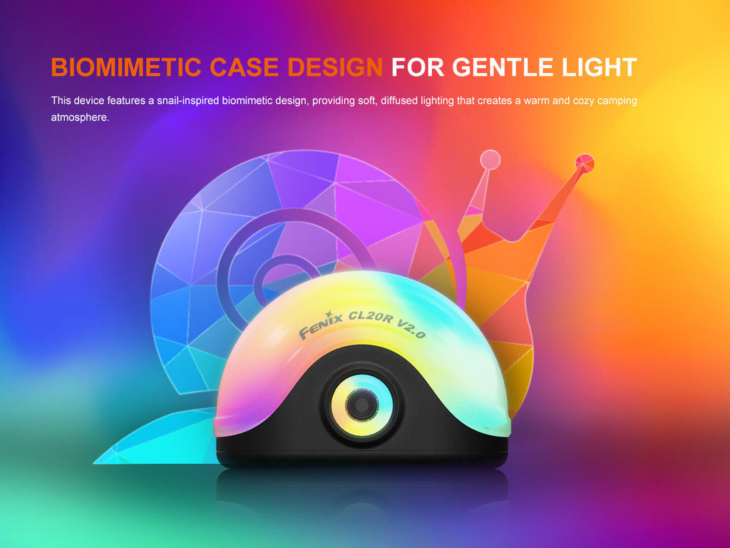 Fenix CL20R V2 multicolor camping lantern thumbnail
Fenix CL20R V2 camping lantern main product view
Fenix CL20R V2 camping lantern in use at campsite
Fenix CL20R V2 camping lantern single-switch interface closeup
Fenix CL20R V2 camping lantern RGB color lighting animation
Fenix CL20R V2 camping lantern RGB ring lighting animation
Fenix CL20R V2 camping lantern delay-off function demonstration
Fenix CL20R V2 camping lantern shape and size profile
Fenix CL20R V2 camping lantern available color options
Fenix 