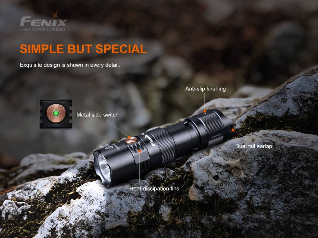 Fenix PD25R rechargeable LED flashlight thumbnail
Fenix PD25R flashlight size comparison
Fenix PD25R rechargeable LED flashlight main product view
Fenix PD25R flashlight battery level indicator display
Fenix PD25R flashlight two-way pocket clip closeup
Fenix PD25R flashlight with 16340 rechargeable battery
Fenix PD25R flashlight IP68 waterproof demonstration
Fenix PD25R flashlight special features overview
Fenix PD25R flashlight USB-C charging port animation
Fenix PD25R flashlight tactical tail switch close