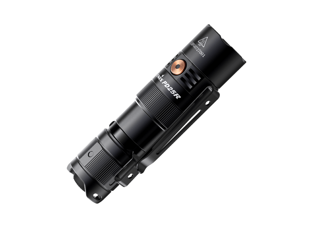 Fenix PD25R rechargeable LED flashlight thumbnail
Fenix PD25R flashlight size comparison
Fenix PD25R rechargeable LED flashlight main product view
Fenix PD25R flashlight battery level indicator display
Fenix PD25R flashlight two-way pocket clip closeup
Fenix PD25R flashlight with 16340 rechargeable battery
Fenix PD25R flashlight IP68 waterproof demonstration
Fenix PD25R flashlight special features overview
Fenix PD25R flashlight USB-C charging port animation
Fenix PD25R flashlight tactical tail switch close